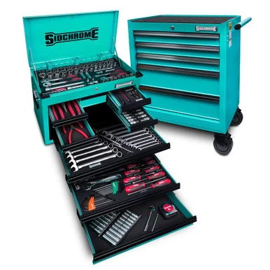 Sidchrome Hyper Colour Series 204 Piece Chest & Roller Cabinet Tool Kit - Teal - SCMT10160HT